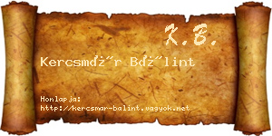 Kercsmár Bálint névjegykártya